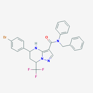 molecular formula C27H22BrF3N4O B445127 N-benzyl-5-(4-bromophenyl)-N-phenyl-7-(trifluoromethyl)-4,5,6,7-tetrahydropyrazolo[1,5-a]pyrimidine-3-carboxamide 
