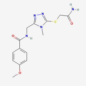 molecular formula C14H17N5O3S B4451272 N-({5-[(2-amino-2-oxoethyl)sulfanyl]-4-methyl-4H-1,2,4-triazol-3-yl}methyl)-4-methoxybenzamide 