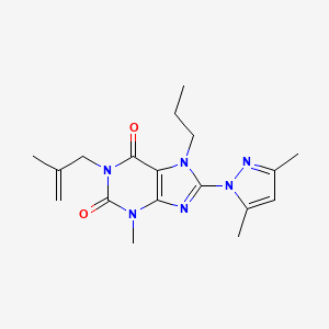 molecular formula C18H24N6O2 B4451365 8-(3,5-Dimethylpyrazol-1-yl)-3-methyl-1-(2-methylprop-2-enyl)-7-propylpurine-2,6-dione 