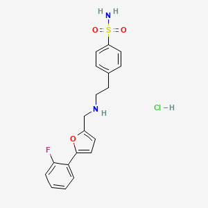 molecular formula C19H20ClFN2O3S B4451452 4-[2-[[5-(2-Fluorophenyl)furan-2-yl]methylamino]ethyl]benzenesulfonamide;hydrochloride 