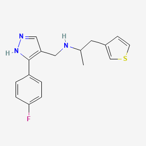 molecular formula C17H18FN3S B4451772 N-[[5-(4-fluorophenyl)-1H-pyrazol-4-yl]methyl]-1-thiophen-3-ylpropan-2-amine 