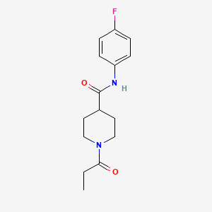 molecular formula C15H19FN2O2 B4452156 N-(4-fluorophenyl)-1-propanoylpiperidine-4-carboxamide 