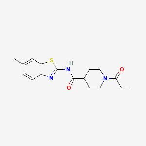 molecular formula C17H21N3O2S B4452170 N-(6-methyl-1,3-benzothiazol-2-yl)-1-propanoylpiperidine-4-carboxamide 