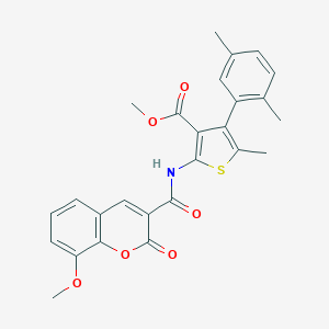 molecular formula C26H23NO6S B445256 methyl 4-(2,5-dimethylphenyl)-2-{[(8-methoxy-2-oxo-2H-chromen-3-yl)carbonyl]amino}-5-methylthiophene-3-carboxylate 