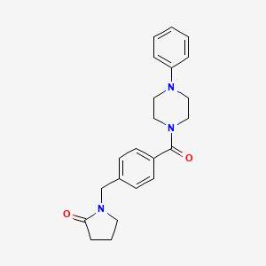 molecular formula C22H25N3O2 B4452598 1-{4-[(4-phenyl-1-piperazinyl)carbonyl]benzyl}-2-pyrrolidinone 