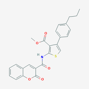 molecular formula C25H21NO5S B445267 METHYL 2-(2-OXO-2H-CHROMENE-3-AMIDO)-4-(4-PROPYLPHENYL)THIOPHENE-3-CARBOXYLATE 