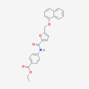 molecular formula C25H21NO5 B445283 Ethyl 4-({5-[(1-naphthyloxy)methyl]-2-furoyl}amino)benzoate 