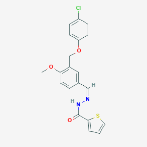 molecular formula C20H17ClN2O3S B445358 N'-{3-[(4-chlorophenoxy)methyl]-4-methoxybenzylidene}-2-thiophenecarbohydrazide 