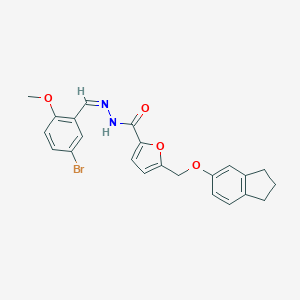 molecular formula C23H21BrN2O4 B445376 N'-[(Z)-1-(5-BROMO-2-METHOXYPHENYL)METHYLIDENE]-5-[(2,3-DIHYDRO-1H-INDEN-5-YLOXY)METHYL]-2-FUROHYDRAZIDE 