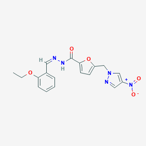 molecular formula C18H17N5O5 B445384 N'-(2-ethoxybenzylidene)-5-({4-nitro-1H-pyrazol-1-yl}methyl)-2-furohydrazide 