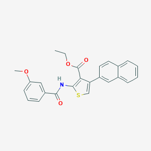 molecular formula C25H21NO4S B445391 Ethyl 2-[(3-methoxybenzoyl)amino]-4-(2-naphthyl)-3-thiophenecarboxylate 