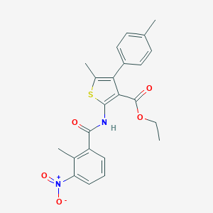 molecular formula C23H22N2O5S B445397 Ethyl 2-({3-nitro-2-methylbenzoyl}amino)-5-methyl-4-(4-methylphenyl)-3-thiophenecarboxylate 