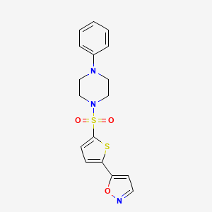 molecular formula C17H17N3O3S2 B4454112 1-{[5-(1,2-Oxazol-5-yl)thiophen-2-yl]sulfonyl}-4-phenylpiperazine 