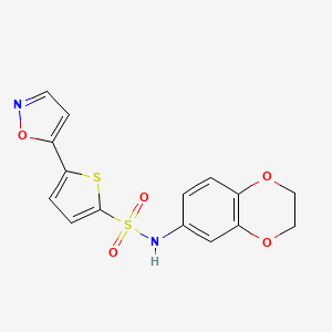 molecular formula C15H12N2O5S2 B4454123 N-(2,3-dihydro-1,4-benzodioxin-6-yl)-5-(1,2-oxazol-5-yl)thiophene-2-sulfonamide 