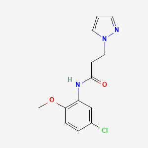 molecular formula C13H14ClN3O2 B4454285 N-(5-chloro-2-methoxyphenyl)-3-pyrazol-1-ylpropanamide 