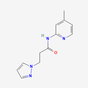 molecular formula C12H14N4O B4454312 N-(4-methylpyridin-2-yl)-3-pyrazol-1-ylpropanamide 