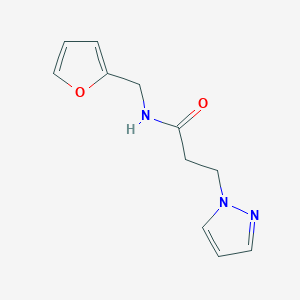 molecular formula C11H13N3O2 B4454333 N-(furan-2-ylmethyl)-3-pyrazol-1-ylpropanamide 