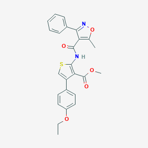 molecular formula C25H22N2O5S B445443 Methyl 4-(4-ethoxyphenyl)-2-{[(5-methyl-3-phenyl-4-isoxazolyl)carbonyl]amino}-3-thiophenecarboxylate 