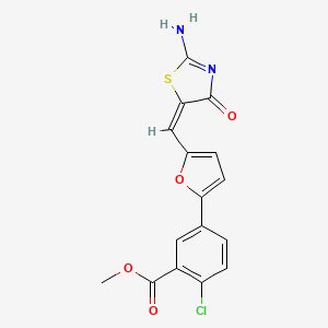molecular formula C16H11ClN2O4S B4454495 methyl 5-[5-[(E)-(2-amino-4-oxo-1,3-thiazol-5-ylidene)methyl]furan-2-yl]-2-chlorobenzoate 