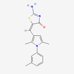 molecular formula C17H17N3OS B4454555 (5E)-2-amino-5-[[2,5-dimethyl-1-(3-methylphenyl)pyrrol-3-yl]methylidene]-1,3-thiazol-4-one 