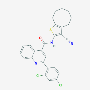 molecular formula C27H21Cl2N3OS B445456 N-(3-cyano-4,5,6,7,8,9-hexahydrocycloocta[b]thiophen-2-yl)-2-(2,4-dichlorophenyl)quinoline-4-carboxamide 