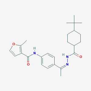 molecular formula C25H33N3O3 B445458 N-(4-{N-[(4-tert-butylcyclohexyl)carbonyl]ethanehydrazonoyl}phenyl)-2-methyl-3-furamide 