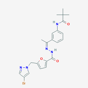 molecular formula C22H24BrN5O3 B445462 N-[3-(N-{5-[(4-bromo-1H-pyrazol-1-yl)methyl]-2-furoyl}ethanehydrazonoyl)phenyl]-2,2-dimethylpropanamide 