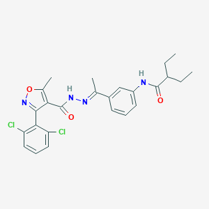 molecular formula C25H26Cl2N4O3 B445469 N-[3-(N-{[3-(2,6-dichlorophenyl)-5-methyl-4-isoxazolyl]carbonyl}ethanehydrazonoyl)phenyl]-2-ethylbutanamide 