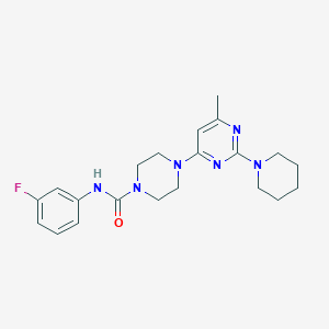 molecular formula C21H27FN6O B4454737 N-(3-Fluorophenyl)-4-[6-methyl-2-(piperidin-1-YL)pyrimidin-4-YL]piperazine-1-carboxamide 