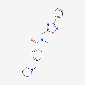 molecular formula C20H22N4O2S B4454835 N-METHYL-4-[(PYRROLIDIN-1-YL)METHYL]-N-{[3-(THIOPHEN-2-YL)-1,2,4-OXADIAZOL-5-YL]METHYL}BENZAMIDE 