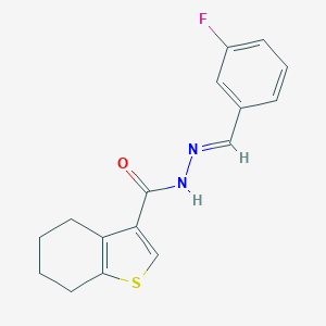 molecular formula C16H15FN2OS B445493 N'~3~-[(E)-1-(3-FLUOROPHENYL)METHYLIDENE]-4,5,6,7-TETRAHYDRO-1-BENZOTHIOPHENE-3-CARBOHYDRAZIDE 