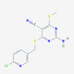 molecular formula C12H10ClN5S2 B4455028 2-amino-4-{[(6-chloro-3-pyridinyl)methyl]thio}-6-(methylthio)-5-pyrimidinecarbonitrile 