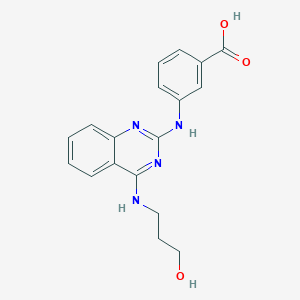 molecular formula C18H18N4O3 B4455052 3-({4-[(3-hydroxypropyl)amino]-2-quinazolinyl}amino)benzoic acid 