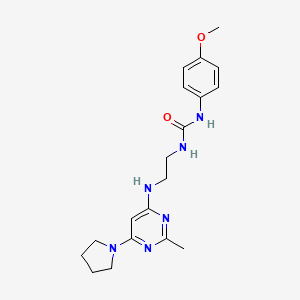 molecular formula C19H26N6O2 B4455076 N-(4-methoxyphenyl)-N'-(2-{[2-methyl-6-(1-pyrrolidinyl)-4-pyrimidinyl]amino}ethyl)urea 