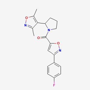 molecular formula C19H18FN3O3 B4455089 4-(1-{[3-(4-fluorophenyl)-5-isoxazolyl]carbonyl}-2-pyrrolidinyl)-3,5-dimethylisoxazole 