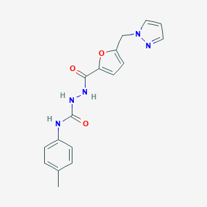 molecular formula C17H17N5O3 B445512 N-(4-METHYLPHENYL)-2-{[5-(1H-PYRAZOL-1-YLMETHYL)-2-FURYL]CARBONYL}-1-HYDRAZINECARBOXAMIDE 