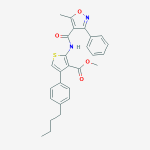 molecular formula C27H26N2O4S B445514 Methyl 4-(4-butylphenyl)-2-{[(5-methyl-3-phenyl-4-isoxazolyl)carbonyl]amino}-3-thiophenecarboxylate 