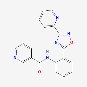 molecular formula C19H13N5O2 B4455236 N-{2-[3-(2-pyridinyl)-1,2,4-oxadiazol-5-yl]phenyl}nicotinamide 
