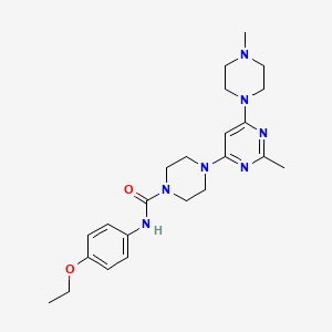 molecular formula C23H33N7O2 B4455292 N-(4-ethoxyphenyl)-4-[2-methyl-6-(4-methylpiperazin-1-yl)pyrimidin-4-yl]piperazine-1-carboxamide 