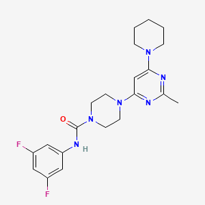 molecular formula C21H26F2N6O B4455331 N-(3,5-Difluorophenyl)-4-[2-methyl-6-(piperidin-1-YL)pyrimidin-4-YL]piperazine-1-carboxamide 