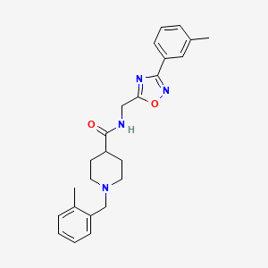 molecular formula C24H28N4O2 B4455336 N-{[3-(3-METHYLPHENYL)-1,2,4-OXADIAZOL-5-YL]METHYL}-1-[(2-METHYLPHENYL)METHYL]PIPERIDINE-4-CARBOXAMIDE 