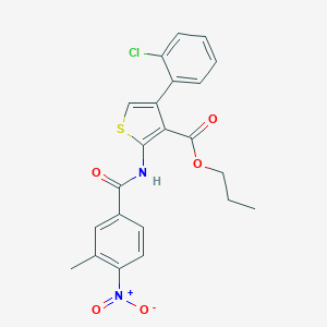 molecular formula C22H19ClN2O5S B445538 Propyl 4-(2-chlorophenyl)-2-({4-nitro-3-methylbenzoyl}amino)-3-thiophenecarboxylate 