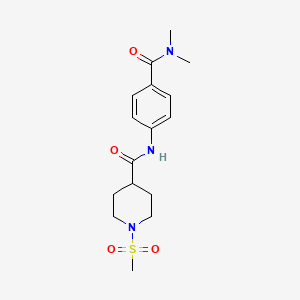molecular formula C16H23N3O4S B4455390 N-[4-(DIMETHYLCARBAMOYL)PHENYL]-1-METHANESULFONYLPIPERIDINE-4-CARBOXAMIDE 