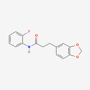 molecular formula C16H14FNO3 B4455422 3-(2H-1,3-benzodioxol-5-yl)-N-(2-fluorophenyl)propanamide 