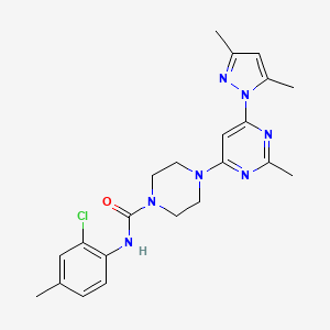 molecular formula C22H26ClN7O B4455431 N-(2-chloro-4-methylphenyl)-4-[6-(3,5-dimethyl-1H-pyrazol-1-yl)-2-methyl-4-pyrimidinyl]-1-piperazinecarboxamide 