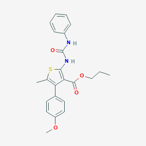 molecular formula C23H24N2O4S B445559 Propyl 2-[(anilinocarbonyl)amino]-4-(4-methoxyphenyl)-5-methyl-3-thiophenecarboxylate 