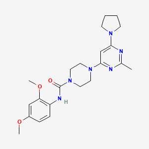 molecular formula C22H30N6O3 B4455607 N-(2,4-Dimethoxyphenyl)-4-[2-methyl-6-(pyrrolidin-1-YL)pyrimidin-4-YL]piperazine-1-carboxamide 