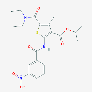 molecular formula C21H25N3O6S B445572 Isopropyl 5-[(diethylamino)carbonyl]-2-({3-nitrobenzoyl}amino)-4-methyl-3-thiophenecarboxylate 