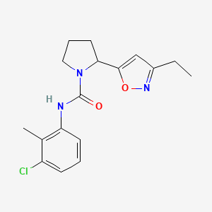molecular formula C17H20ClN3O2 B4455735 N-(3-chloro-2-methylphenyl)-2-(3-ethyl-1,2-oxazol-5-yl)pyrrolidine-1-carboxamide 