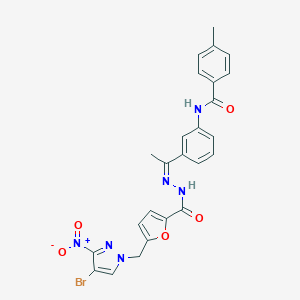 molecular formula C25H21BrN6O5 B445580 N~1~-(3-{1-[(Z)-2-({5-[(4-BROMO-3-NITRO-1H-PYRAZOL-1-YL)METHYL]-2-FURYL}CARBONYL)HYDRAZONO]ETHYL}PHENYL)-4-METHYLBENZAMIDE 